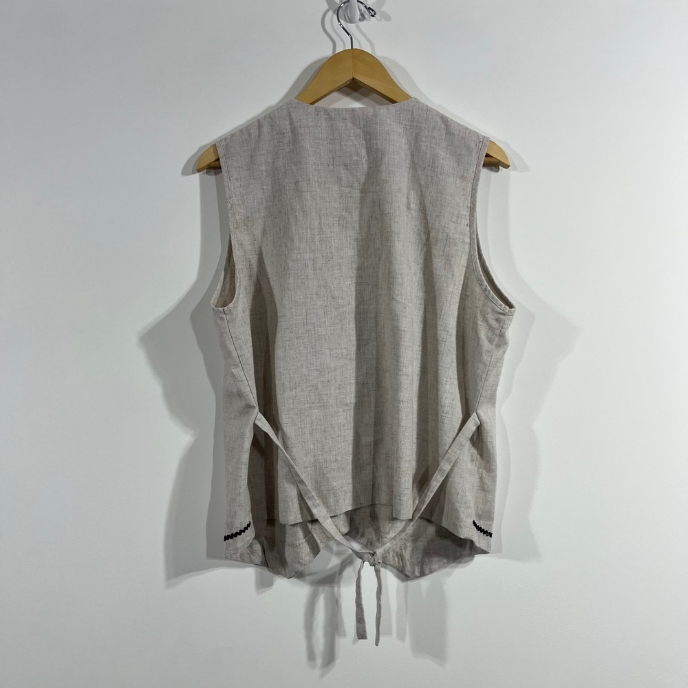 Vintage Cottagecore Granny Boho Floral Linen Blend Vest Womens Large Whimsical - Picture 3 of 8